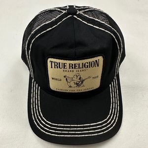 New True Religion Black Trucker Hat Cap